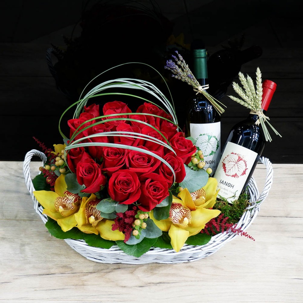 Basket with Wine