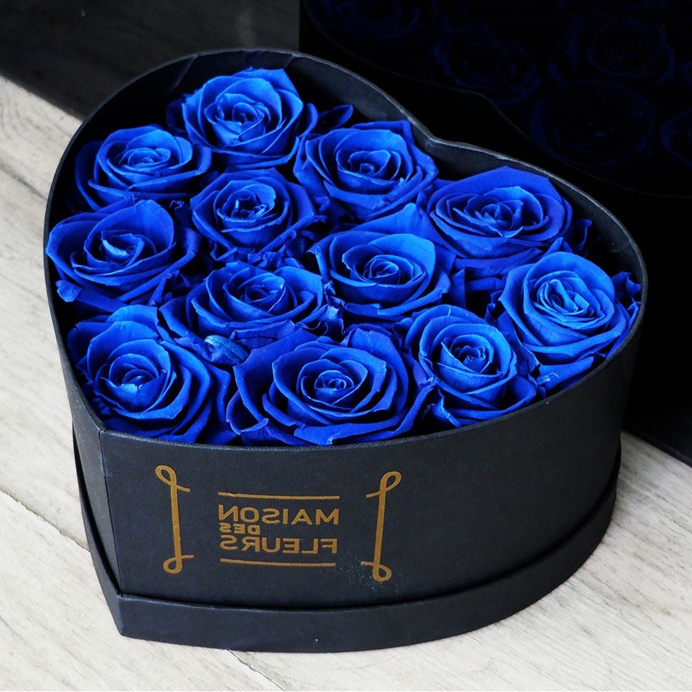 Forever Blue Roses Heart Box Medium