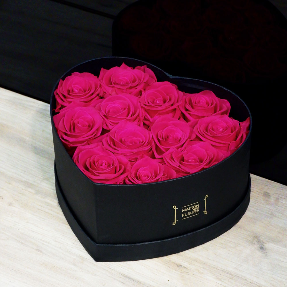 Forever Roses - Forever Fuchsia Roses Heart Box Medium